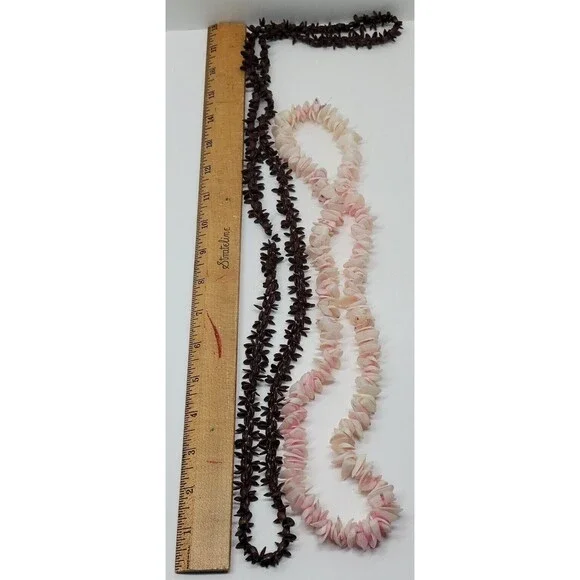 5 Vtg Wood & Seashell Tropical Fashion Beaded Necklace lot Handmade Layered Boho - Picture 11 of 15